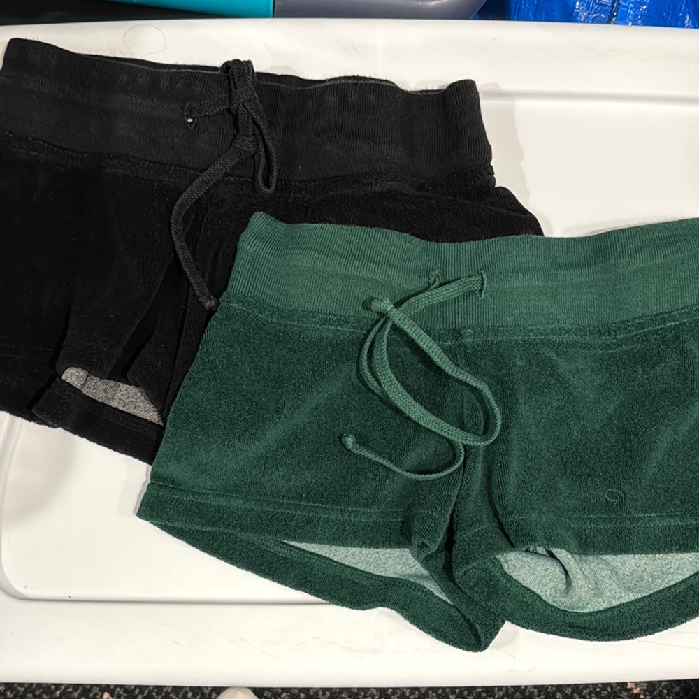 Hard Tail Girls Black and Green Terry Shorts Size Large 7-14